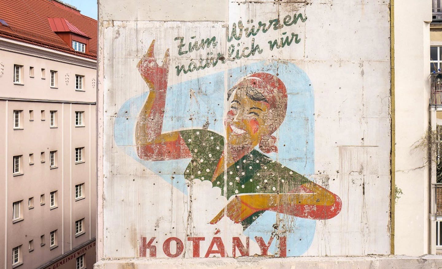 Hausfassade mit ursprünglicher Kotányi Werbung