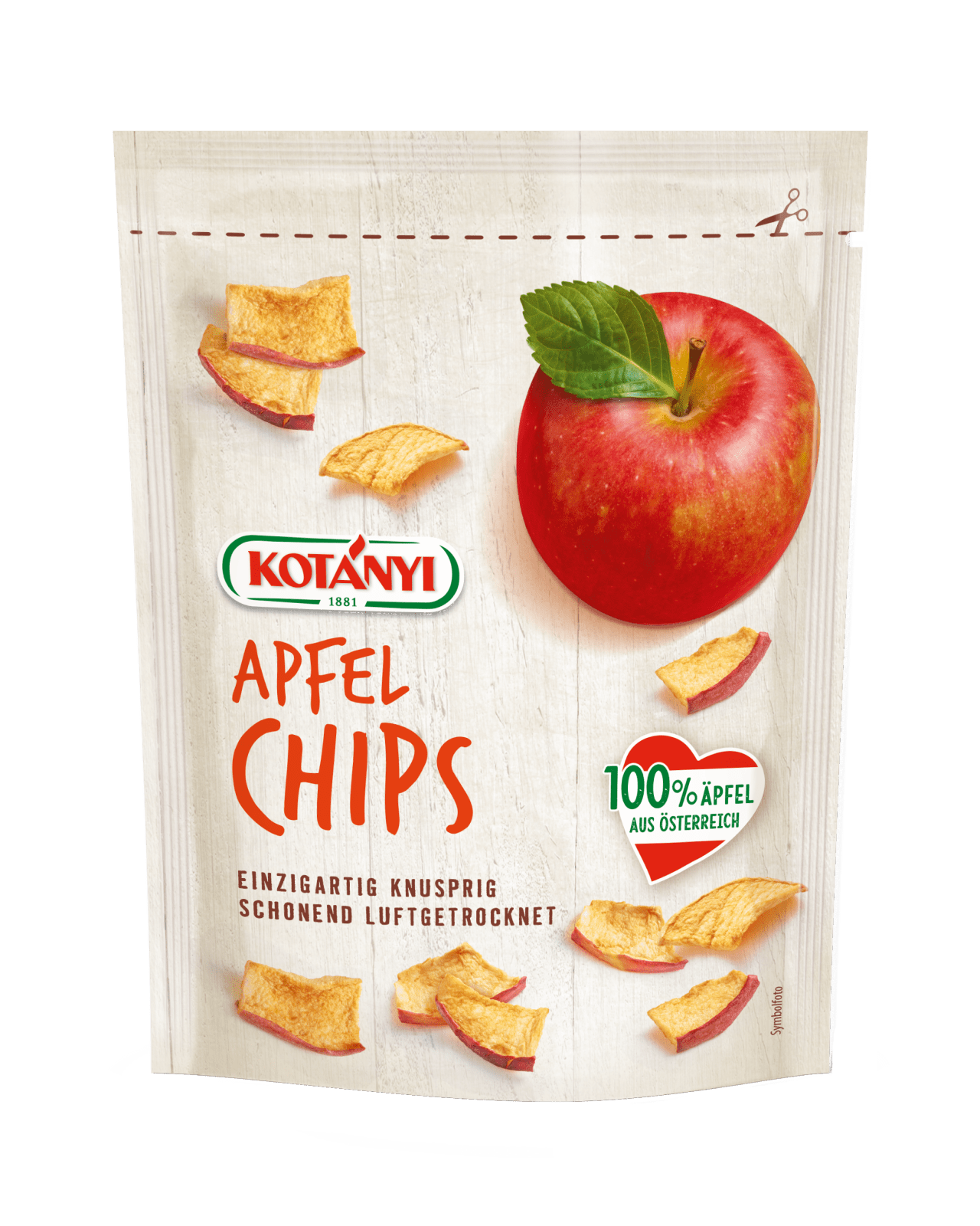 Apfel Chips Natural Snack im Standbeutel